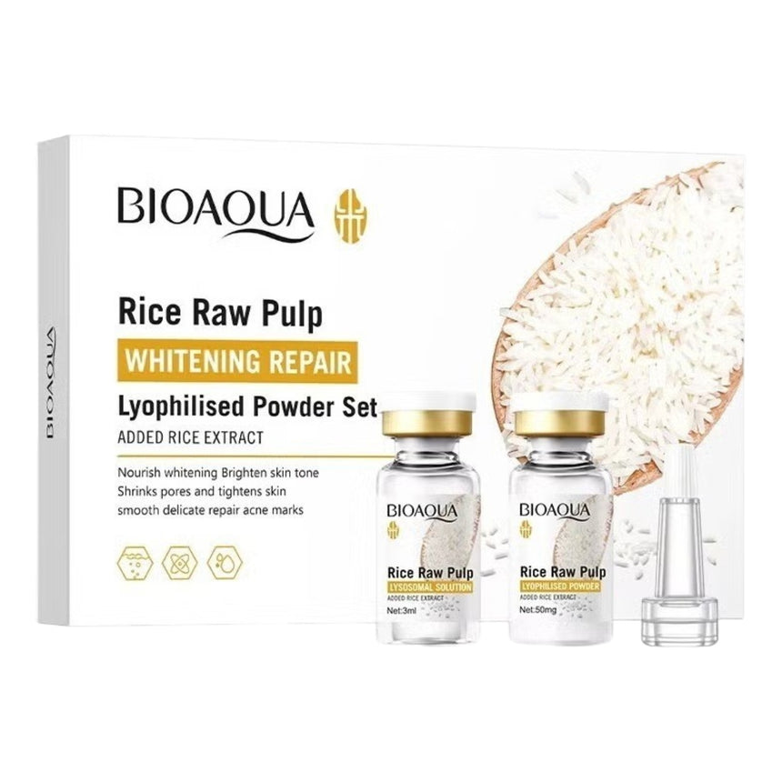 Ampollas Blanqueadoras y Reparadoras de Pulpa de Arroz Bioaqua Rice Raw Pulp Whitening Repair Lyophilised Powder Set