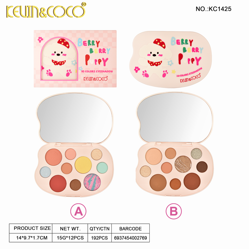 Sombras Kevin & Coco Berry Berry Puppy 10 Colors Eyeshadow Palette