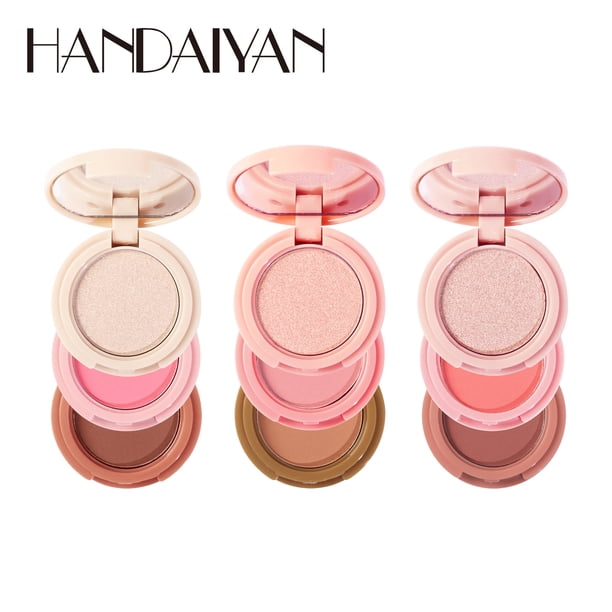 Paleta de Iluminador, Rubor y Contornos Handman 3 un 1 Highlight, Blush & Contour Palette