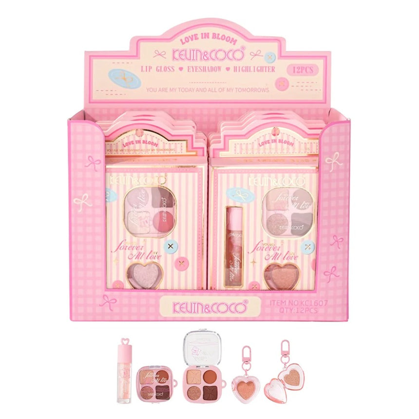 Kit de Lipgloss, Sombras e Iluminador Kevin & Coco Your Forever All My Love Lipgloss, Eyeshadow & Highlight