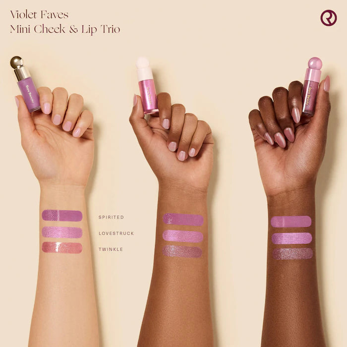 Trío de Labiales Rare Beauty by Selena Gomez Violet Faves Mini Cheek and Lip Trio Makeup Gift