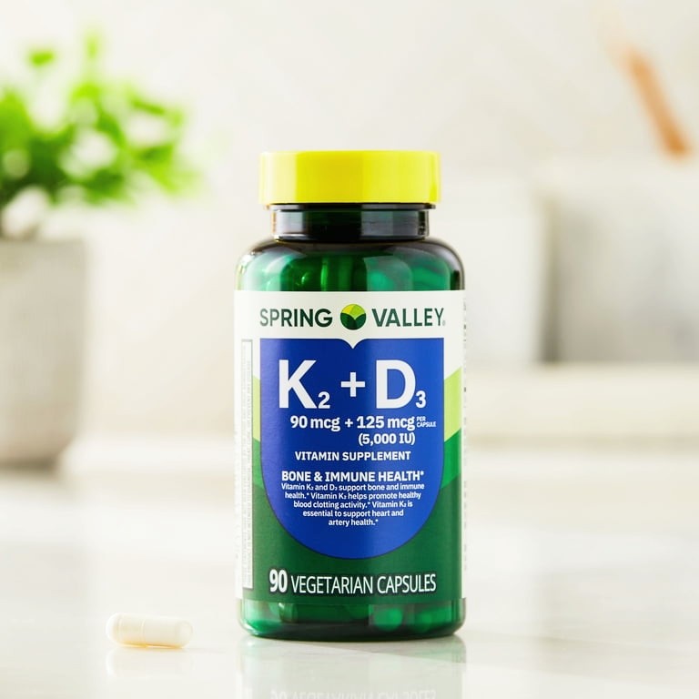 Cápsulas de Apoyo Inmunitario y Óseo Spring Valley K2 DE Vitamin Bone & Inmune Health 90uni