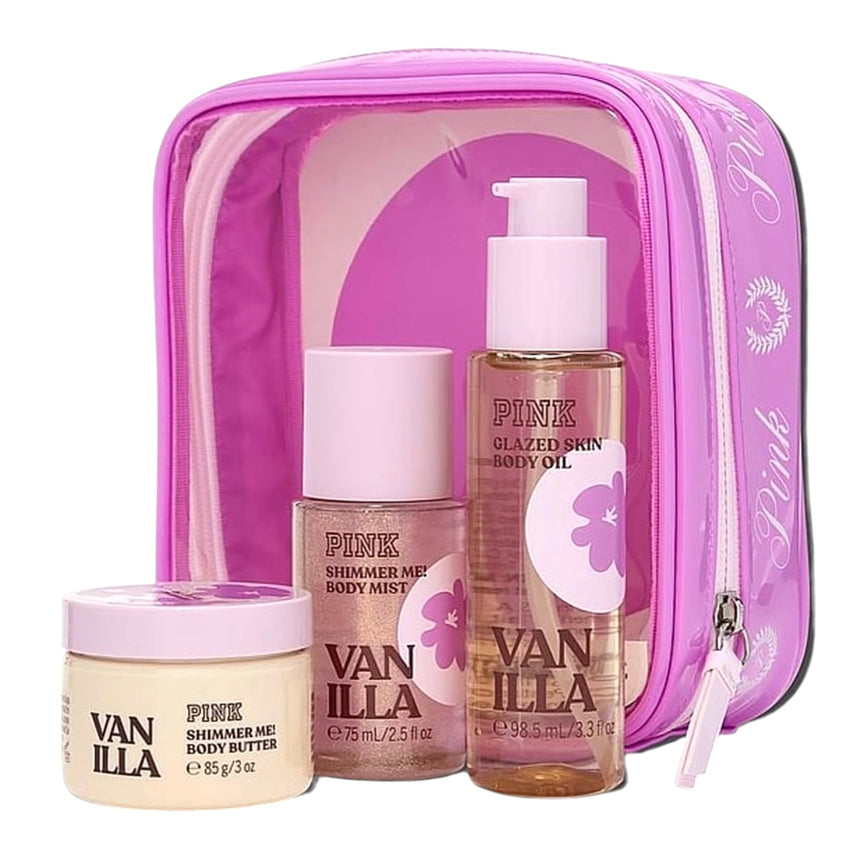 Kit Refrescante Victoria's Secret Pink Let's Glow Away Shimmer Travel Set