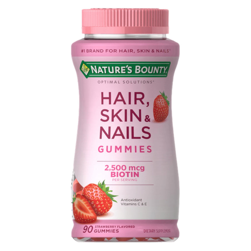 Gomitas para Cabello, Piel y Uñas Nature’s Bounty Hair, Skin & Nails Gummies Biotin (Tamaños Variados)