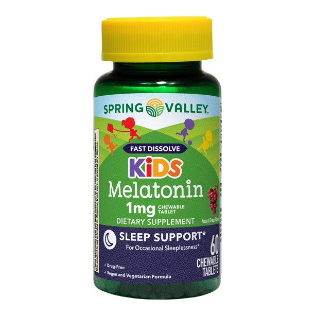 Pastillas de Melatonina para Niños Spring Valley Kids 1mg (60uni)
